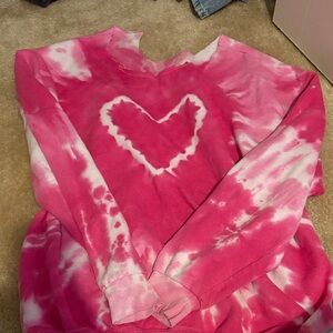 Hollister Pink Tie-Dye Heart Sweater